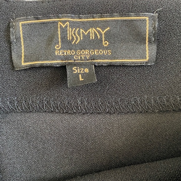 MISSMAY Retro Scallop Boat Neck Black Swing Dress Large - Picture 11 of 13